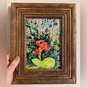 5x7 Summer’s Visit Original Acrylic on Canvas Painting in Wooden Frame